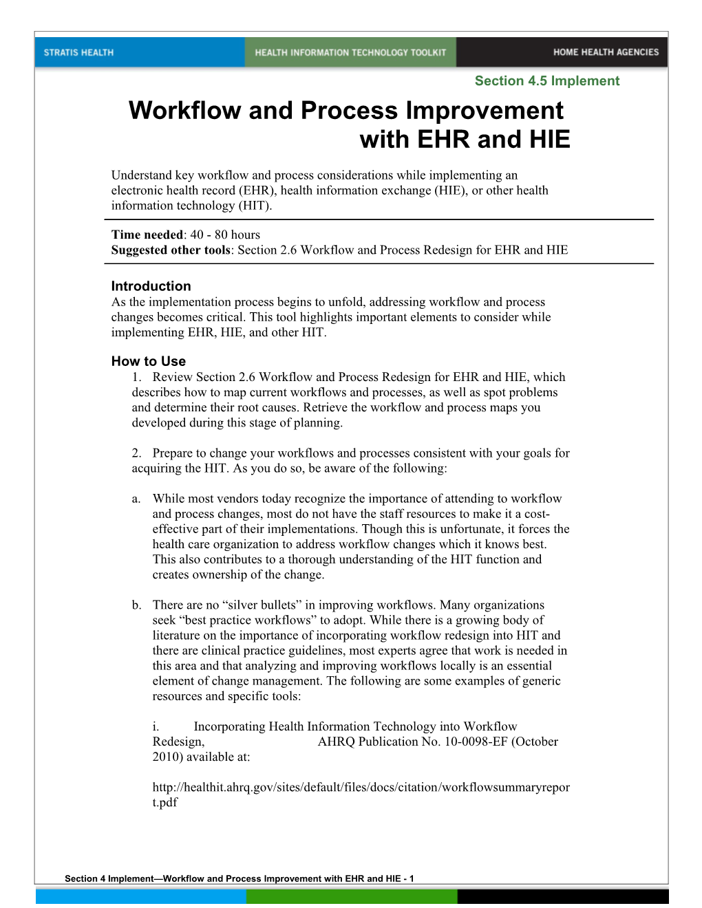 4 Workflow and Process Improvement for EHR and HIE