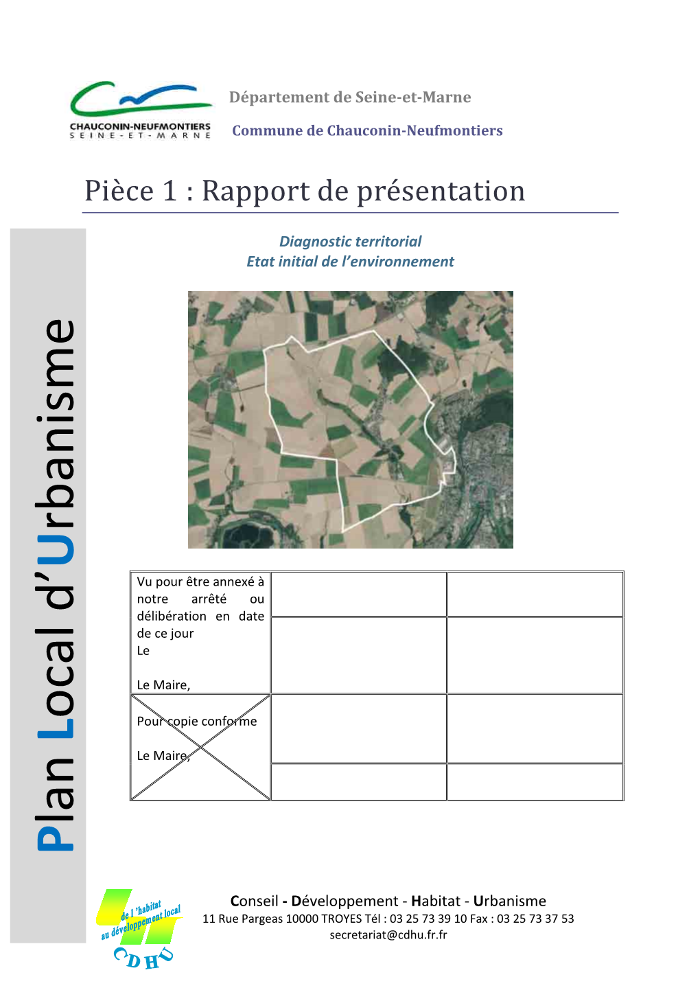 Elaboration Du PLU. Pièce 1: Rapport De Présentation