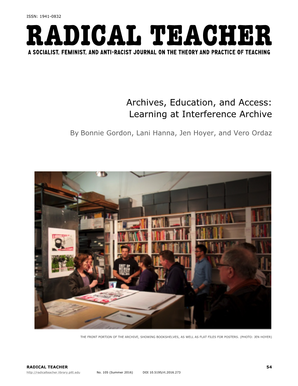 Archives, Education, and Access: Learning at Interference Archive