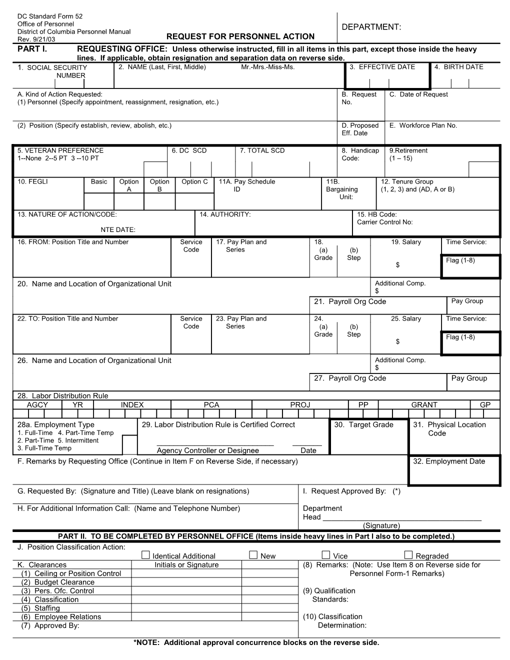 Standard Form 52 Fillable - Printable Forms Free Online