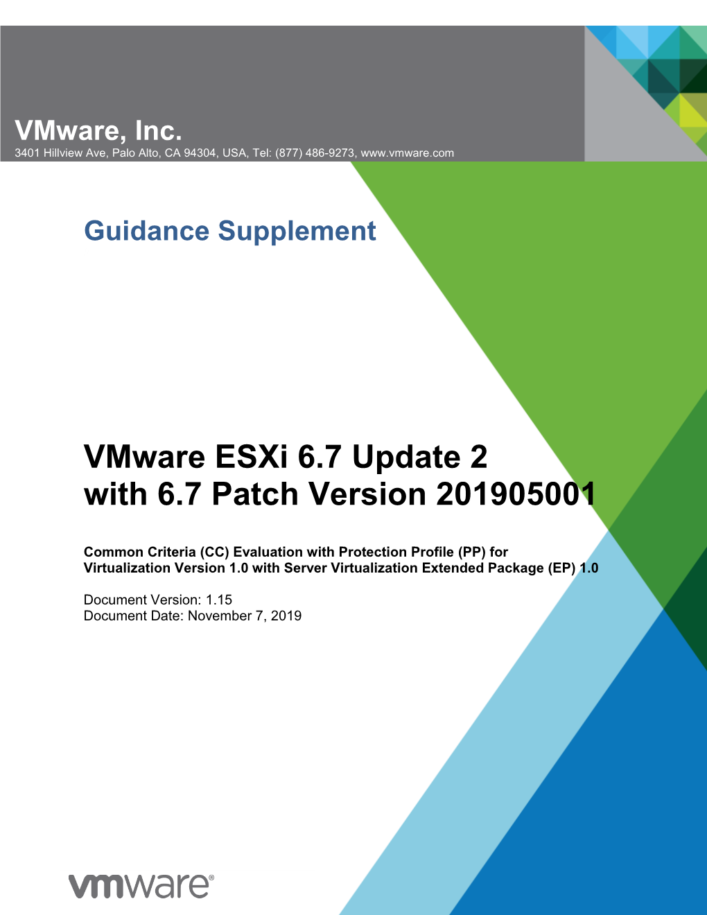 Vmware Esxi 6.7 Update 2 with 6.7 Patch Version 201905001