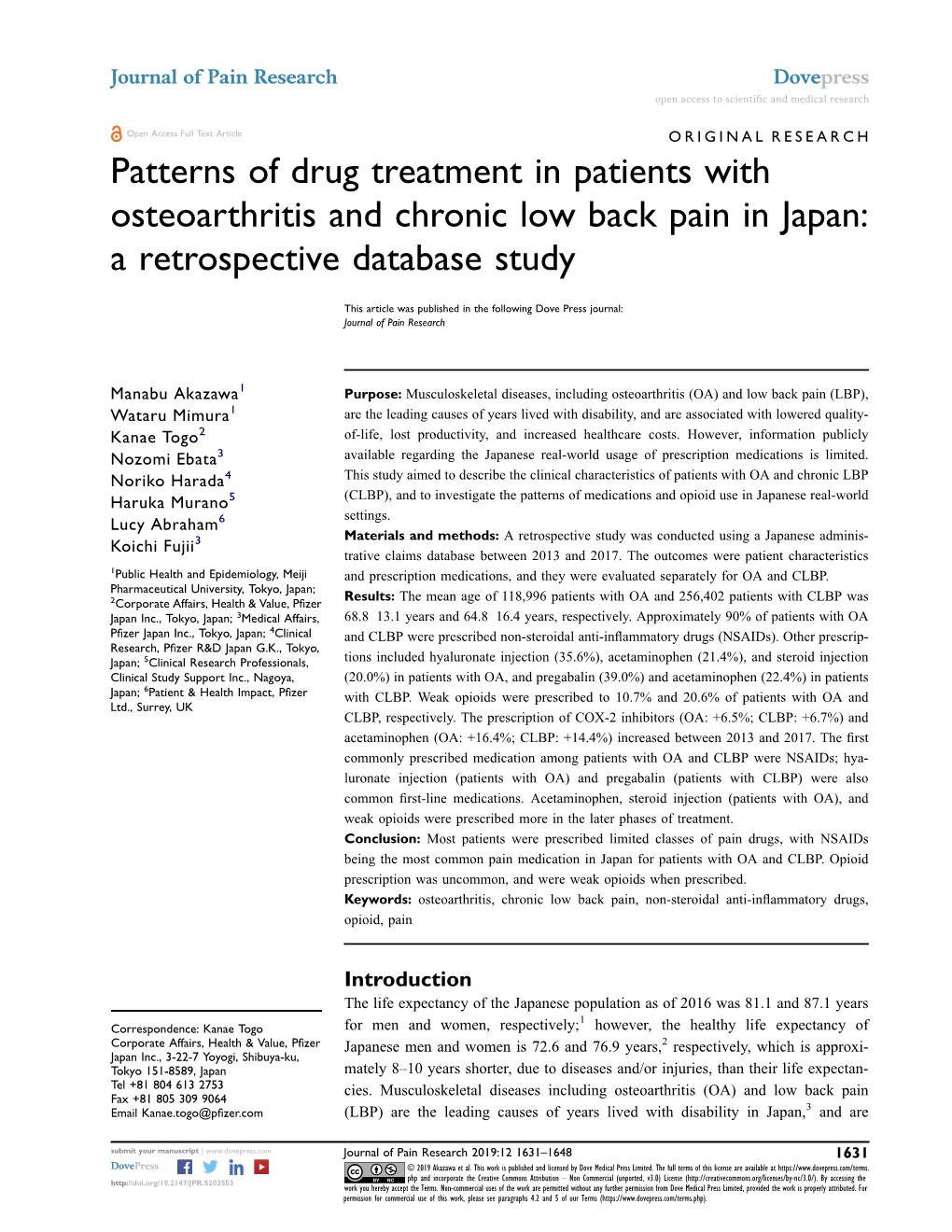 Patterns of Drug Treatment in Patients with Osteoarthritis and Chronic Low Back Pain in Japan: a Retrospective Database Study