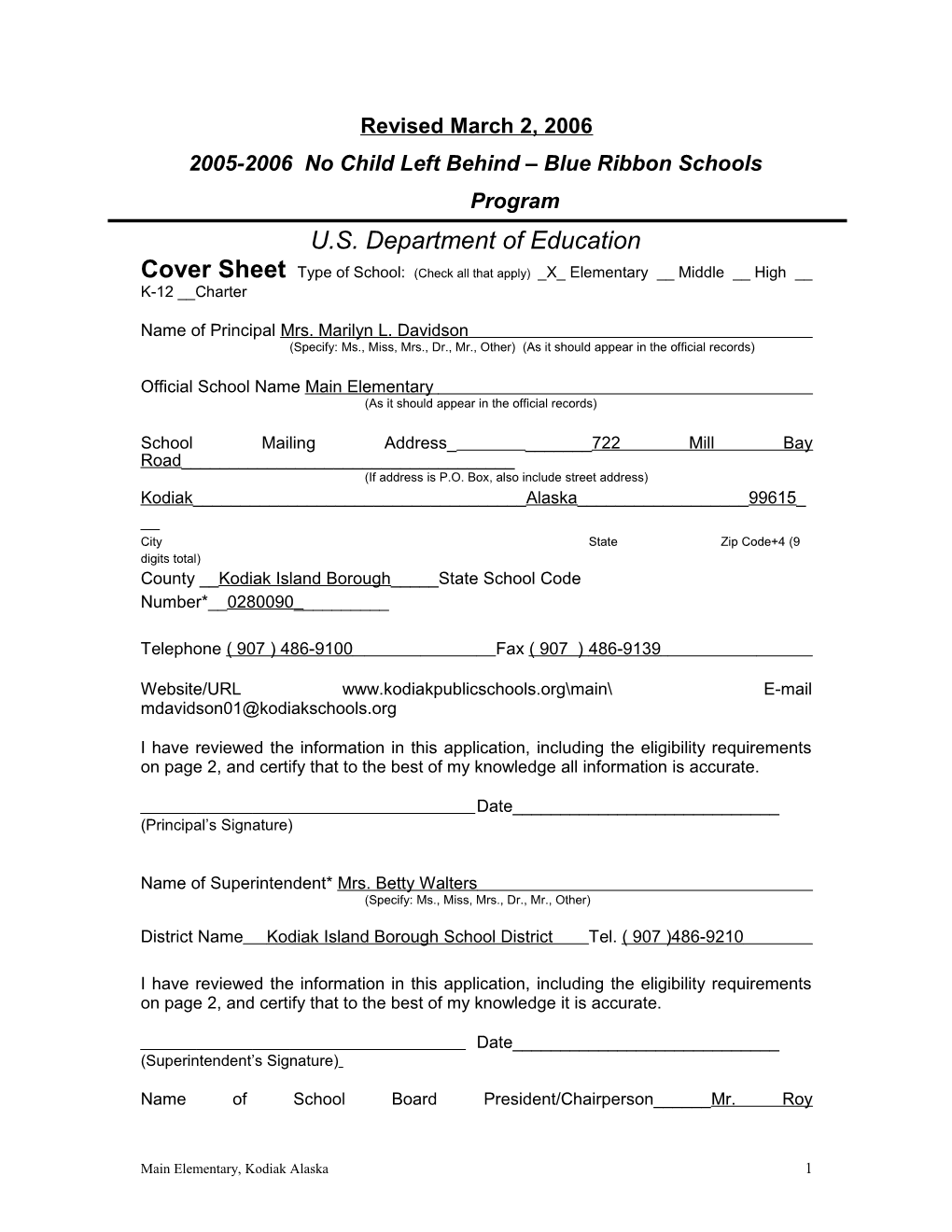 2005-2006 No Child Left Behind - Blue Ribbon Schools Program s3