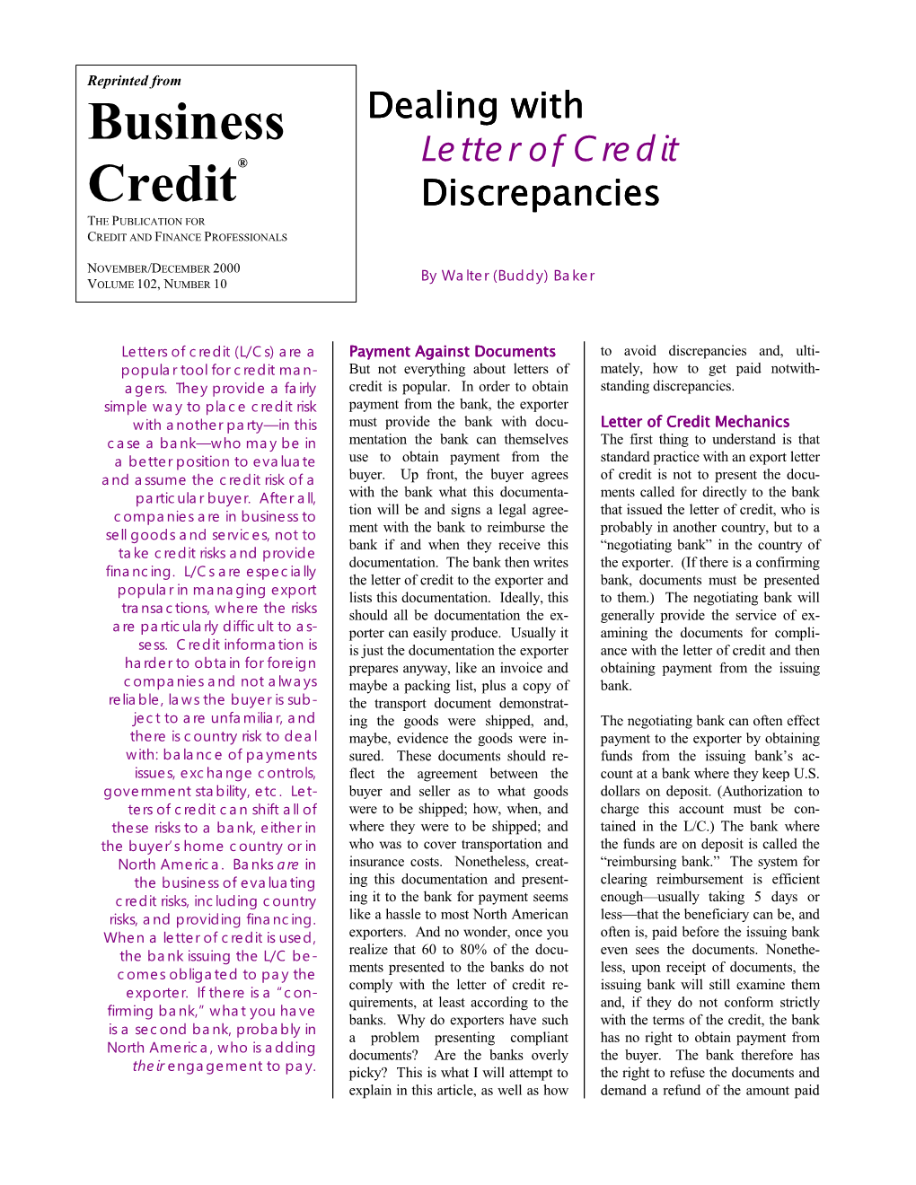 Dealing with Letter of Credit Discrepancies