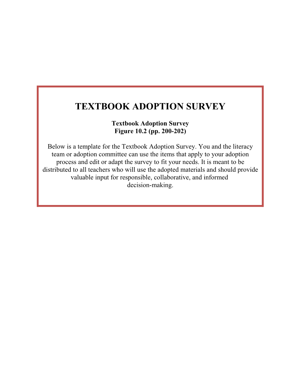 Textbook Adoption Survey