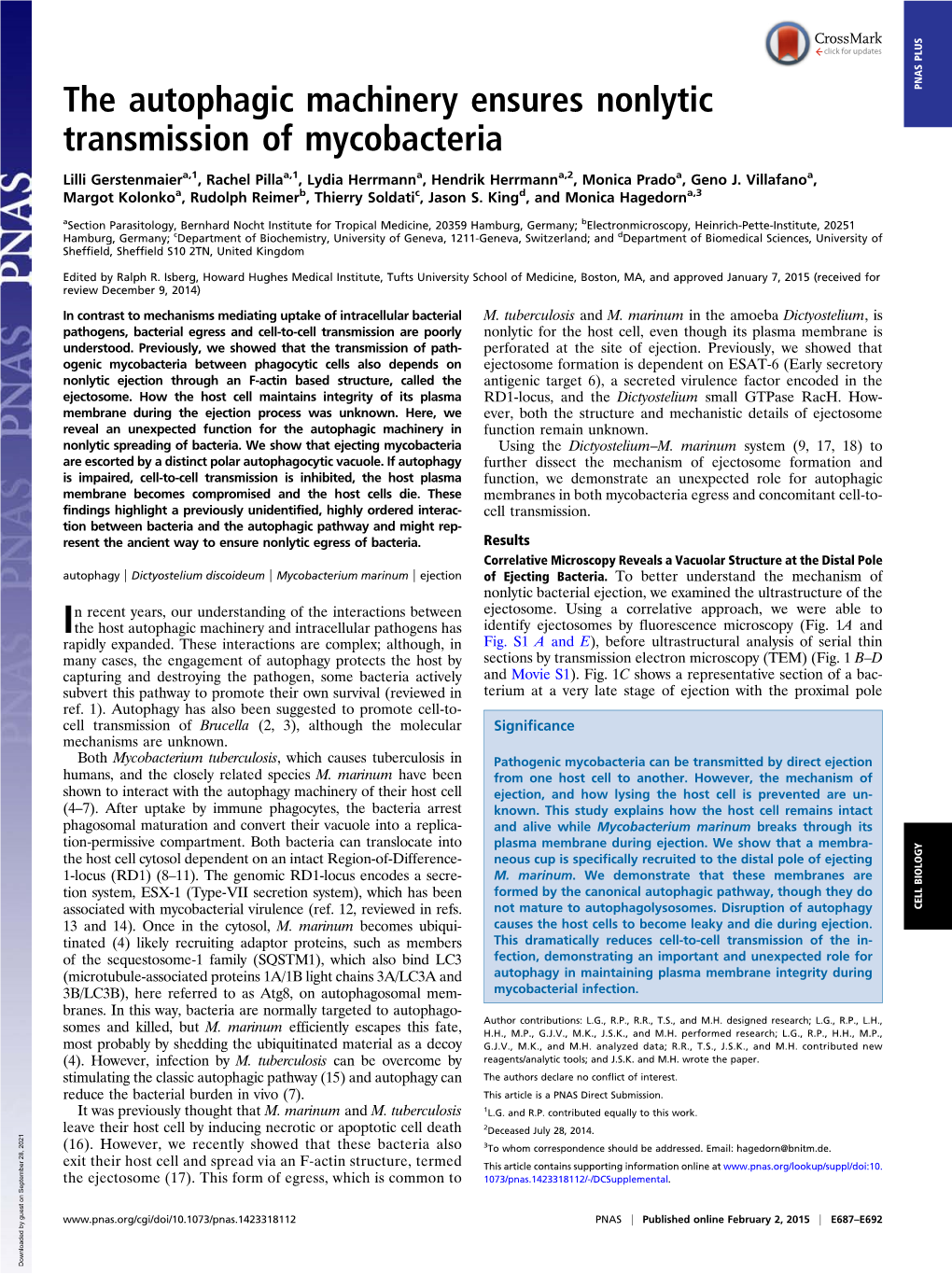 The Autophagic Machinery Ensures Nonlytic Transmission of Mycobacteria