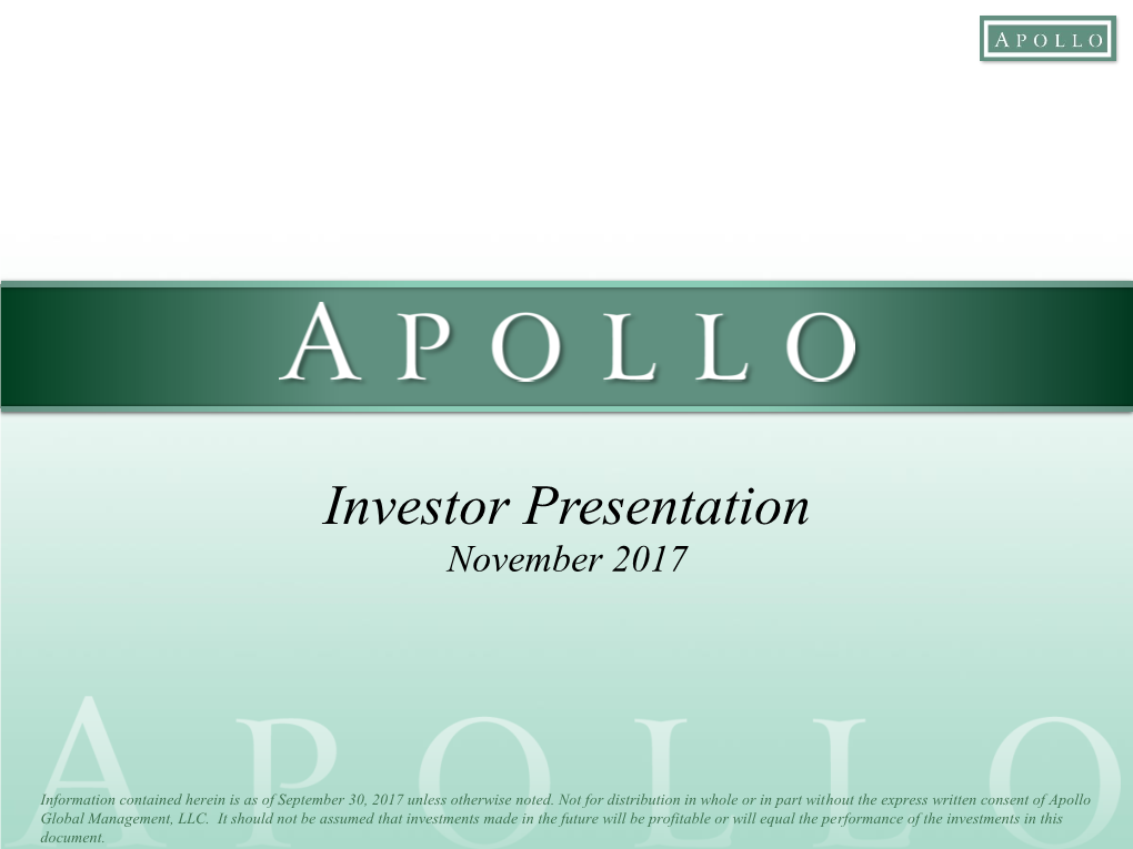 November Investor Presentation