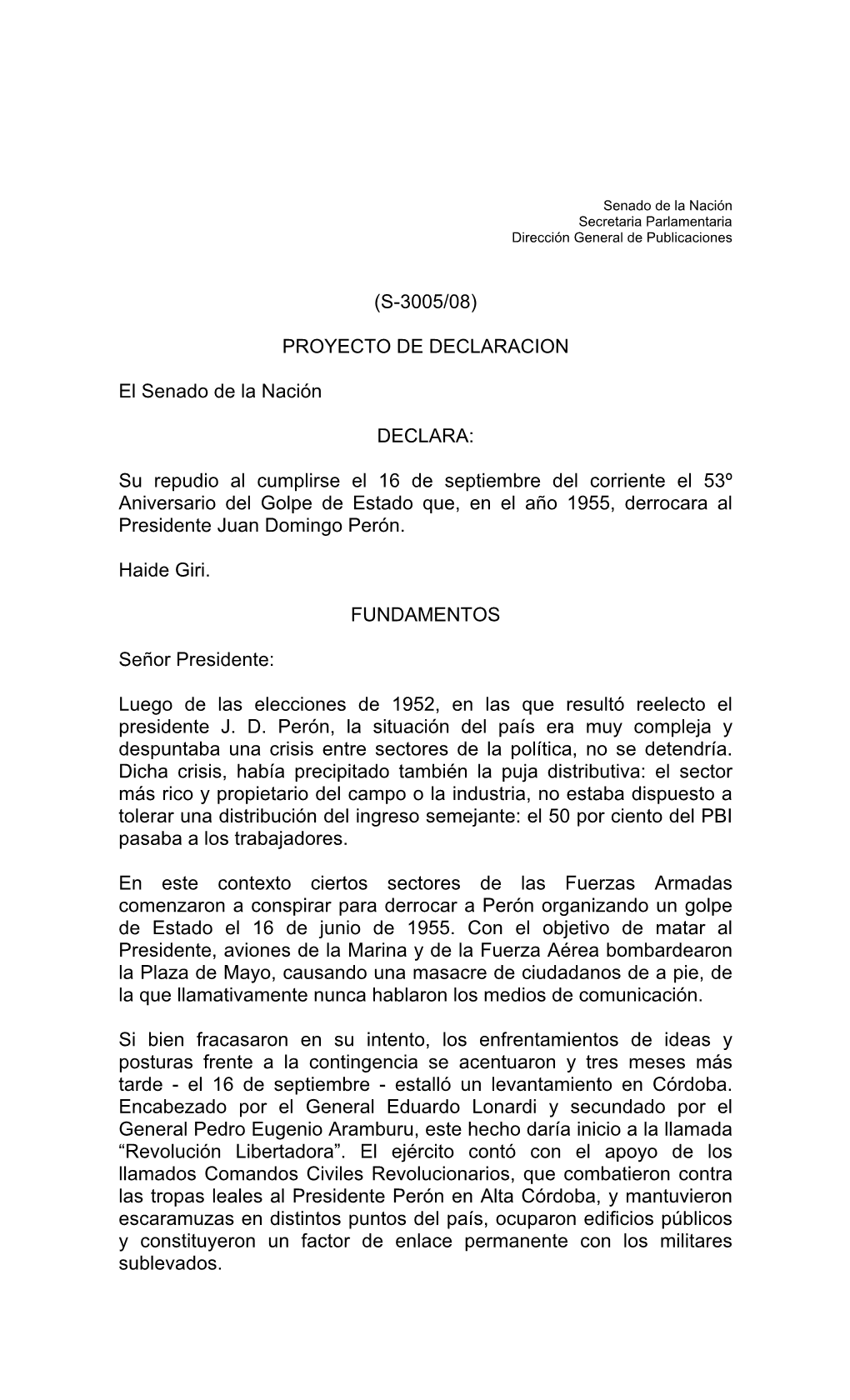 Proyecto De Declaracin