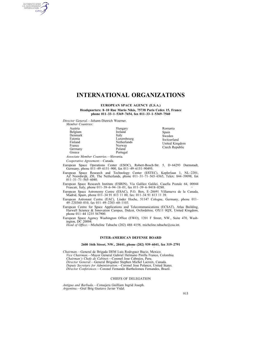 International Organizations