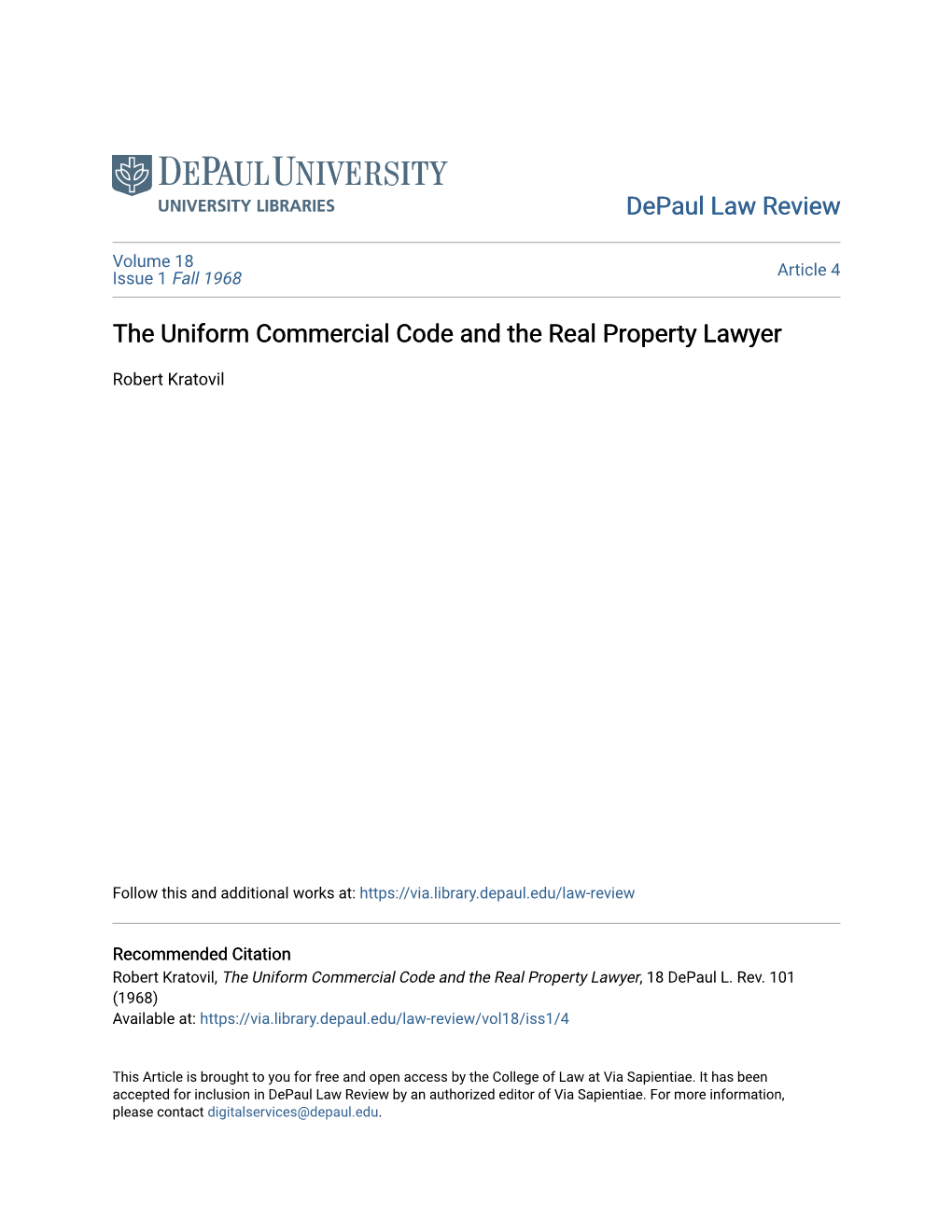 The Uniform Commercial Code and the Real Property Lawyer