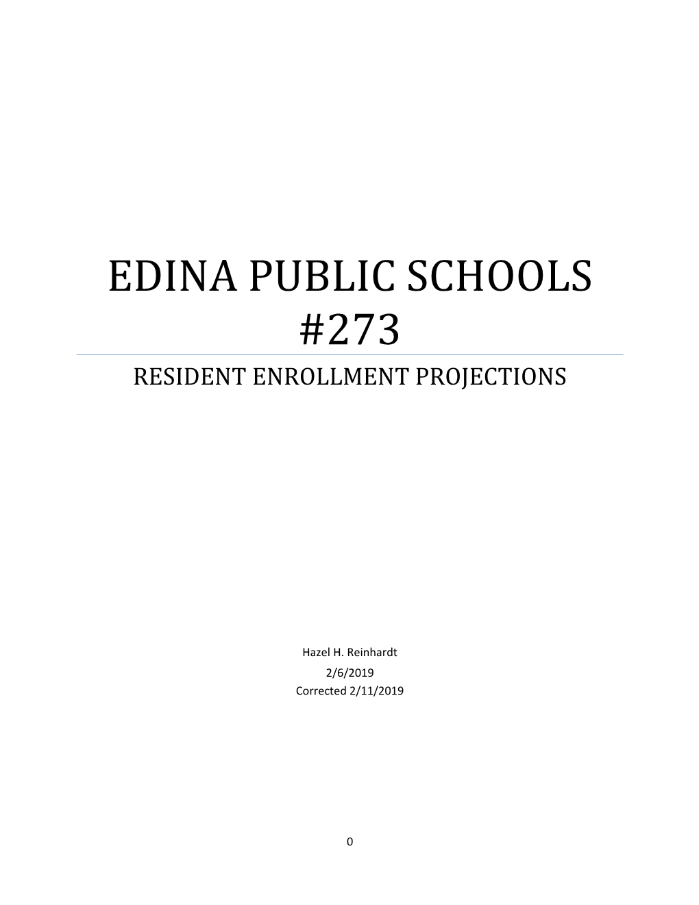 Edina Public Schools #273 Resident Enrollment Projections