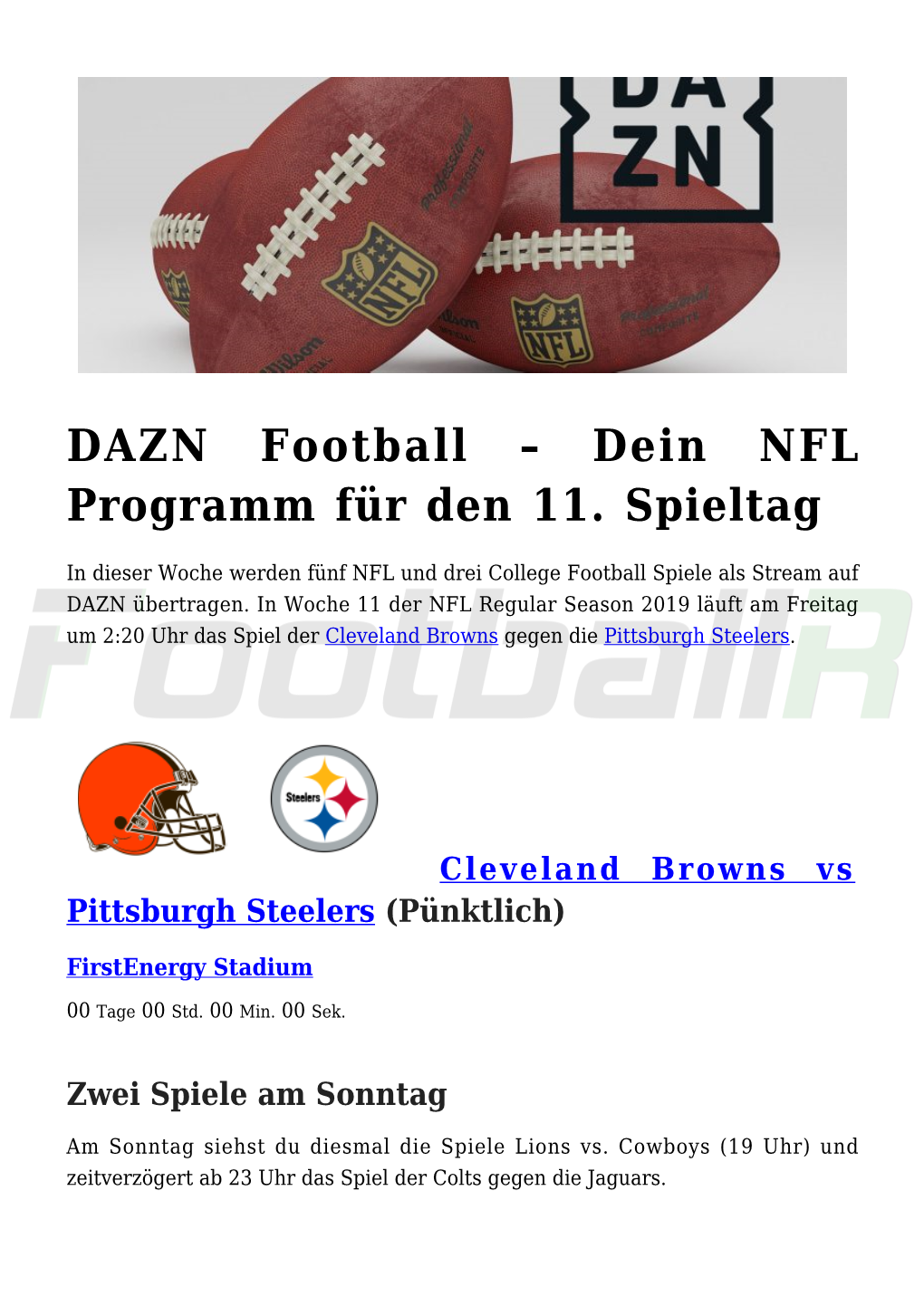 DAZN Football – Dein NFL Programm Für Den 11