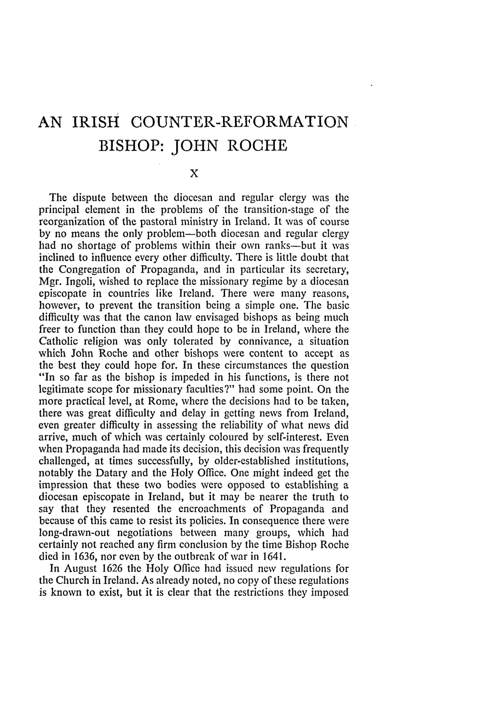 AN IRISH COUNTER-REFORMATION BISHOP: JOHN ROCHE X