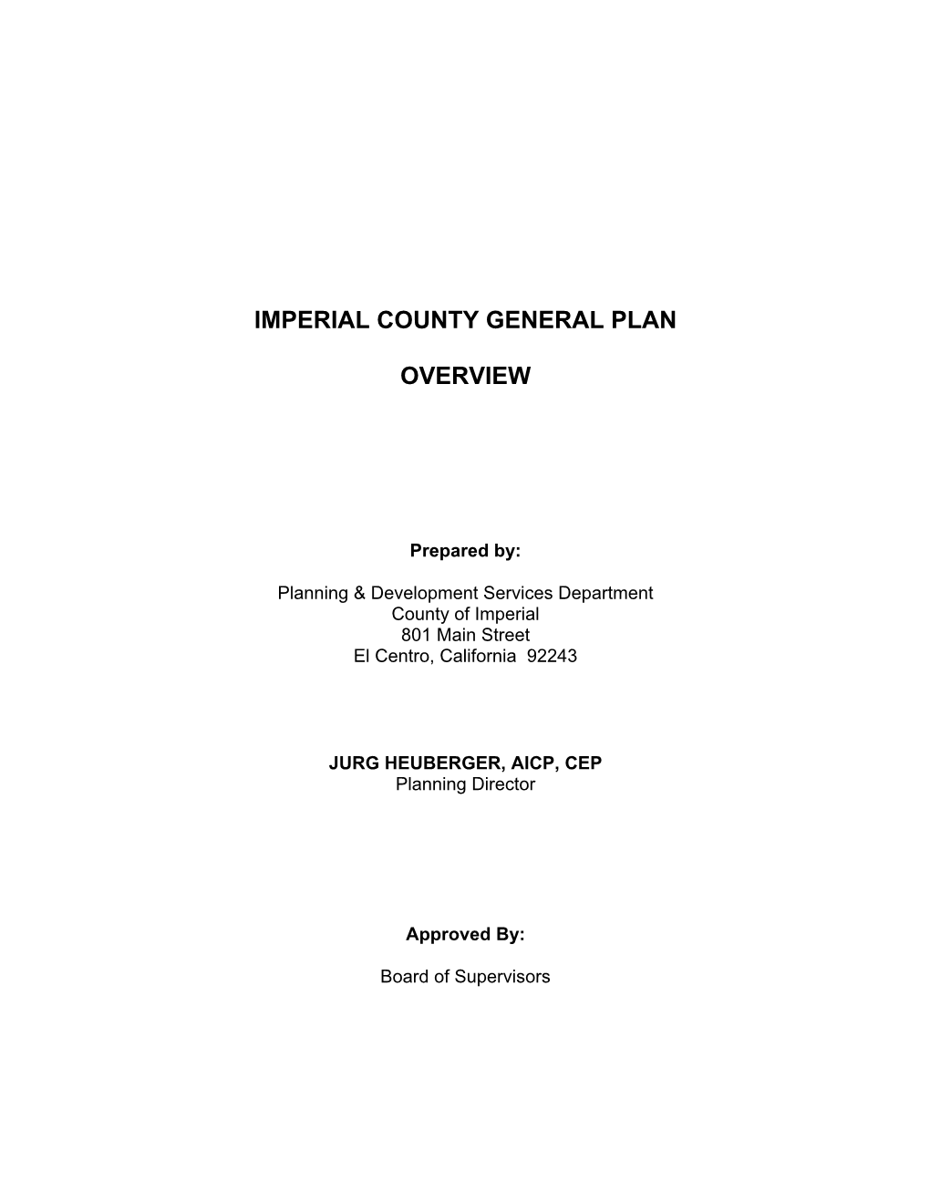 Imperial County General Plan Overview