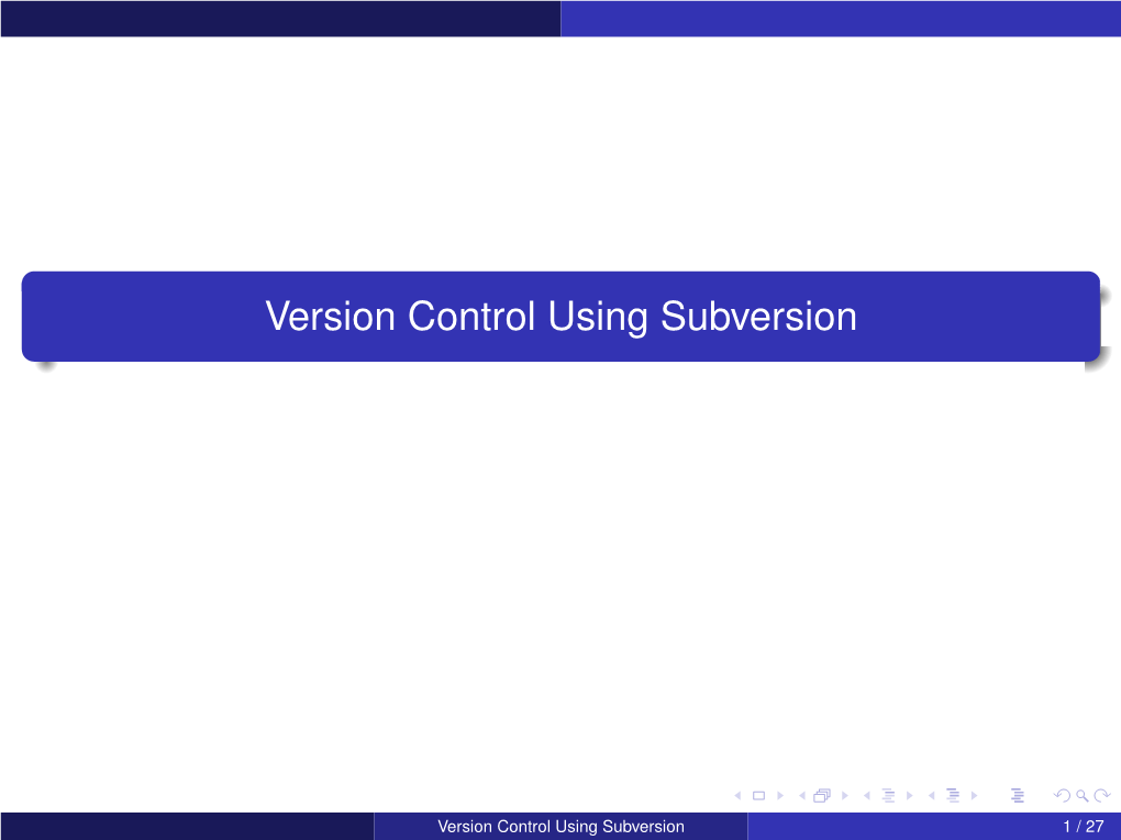 Version Control Using Subversion