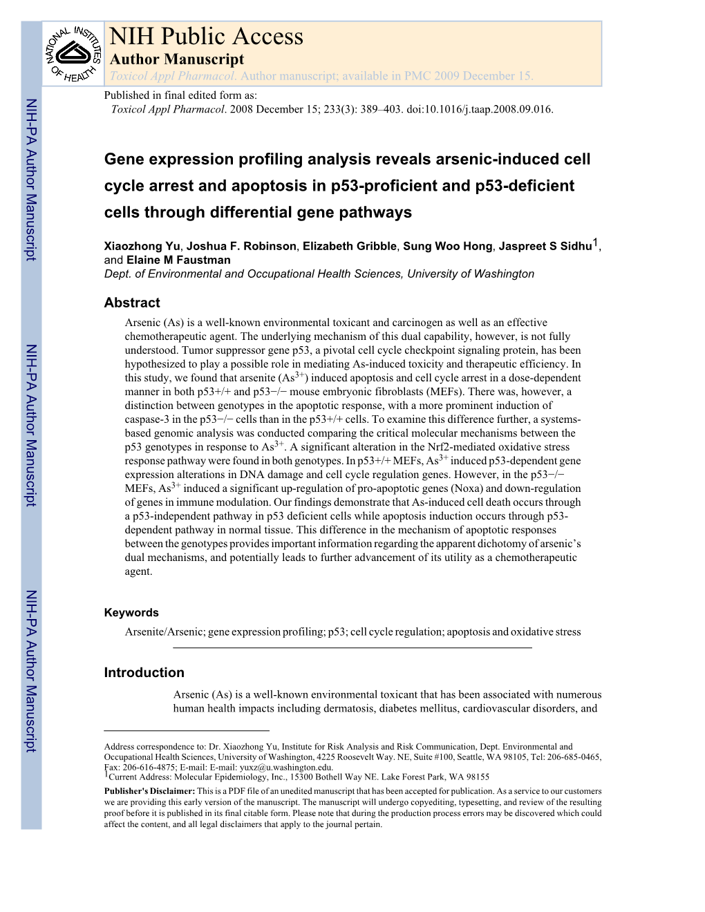 NIH Public Access Author Manuscript Toxicol Appl Pharmacol