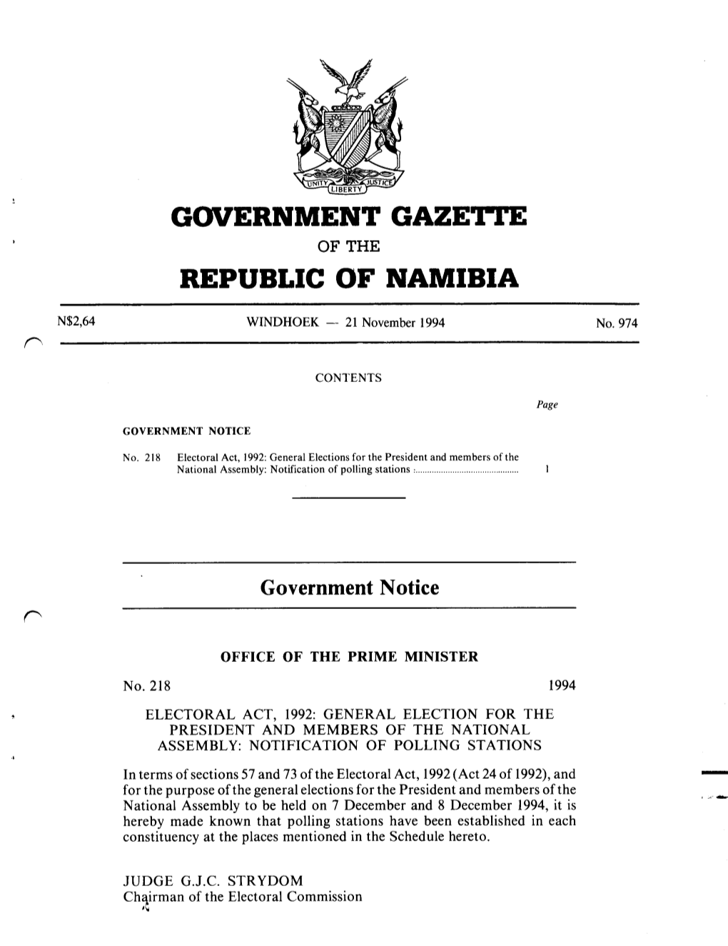 Government Gazette Republic of Namibia