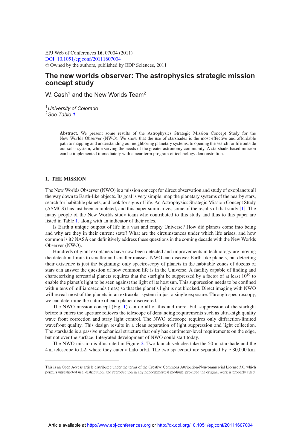 The New Worlds Observer: the Astrophysics Strategic Mission Concept Study W