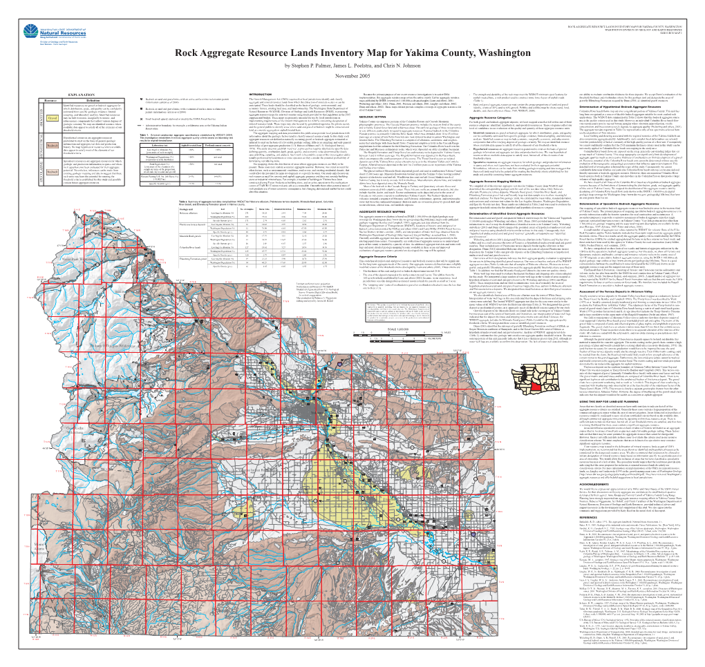 Resource Map 2, Rock Aggregate Resource Lands Inventory Map for Yakima County, Washington