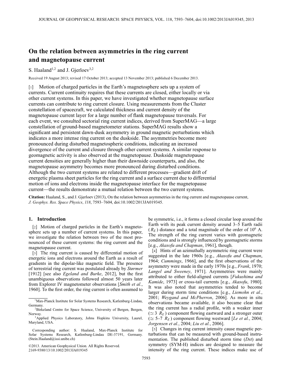 On the Relation Between Asymmetries in the Ring Current and Magnetopause Current S