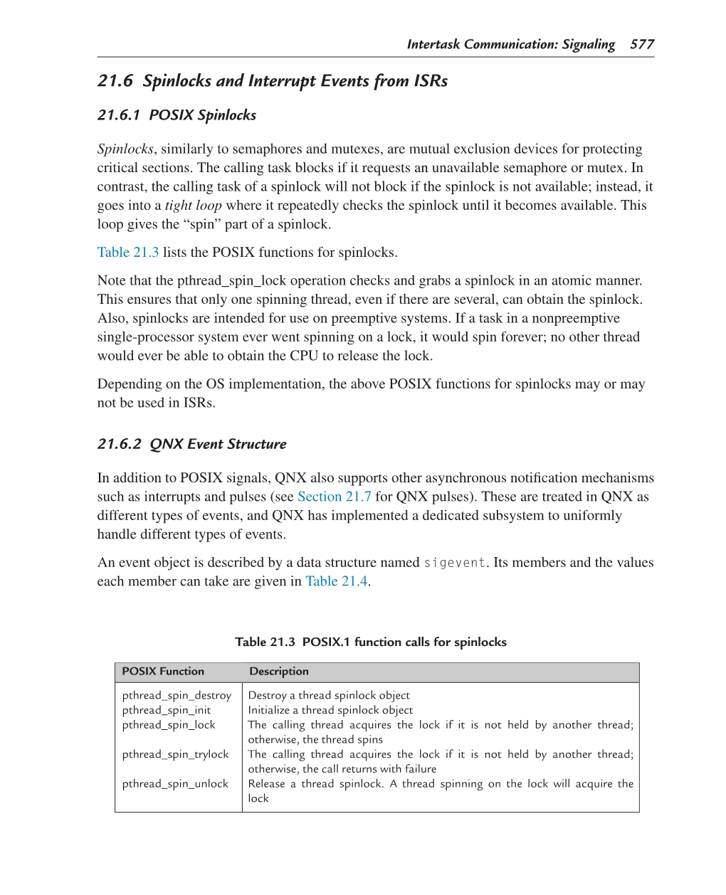 21.6 Spinlocks and Interrupt Events from Isrs
