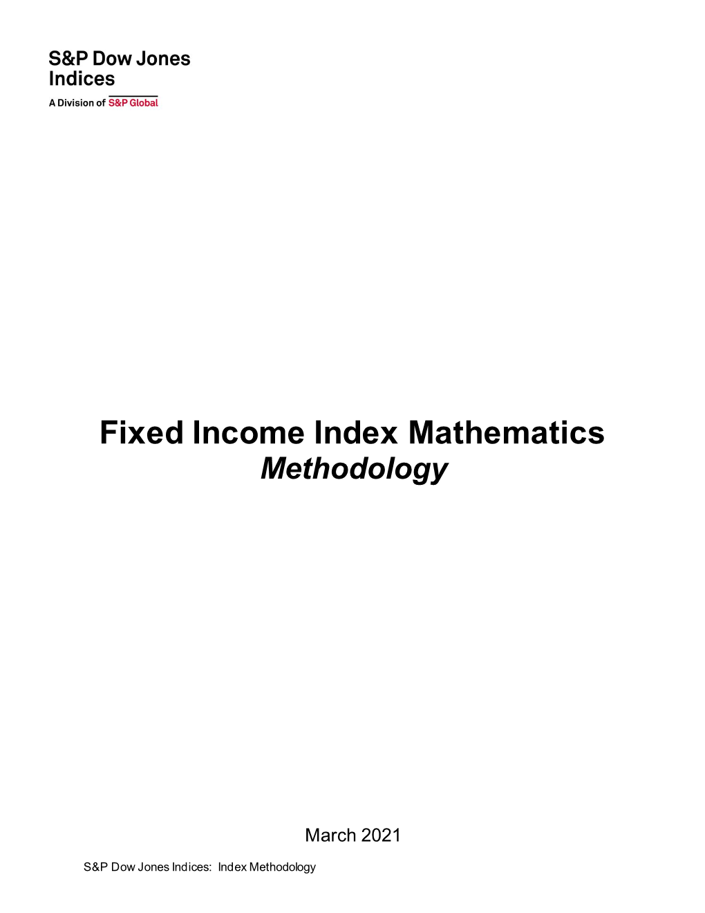 Fixed Income Index Mathematics Methodology