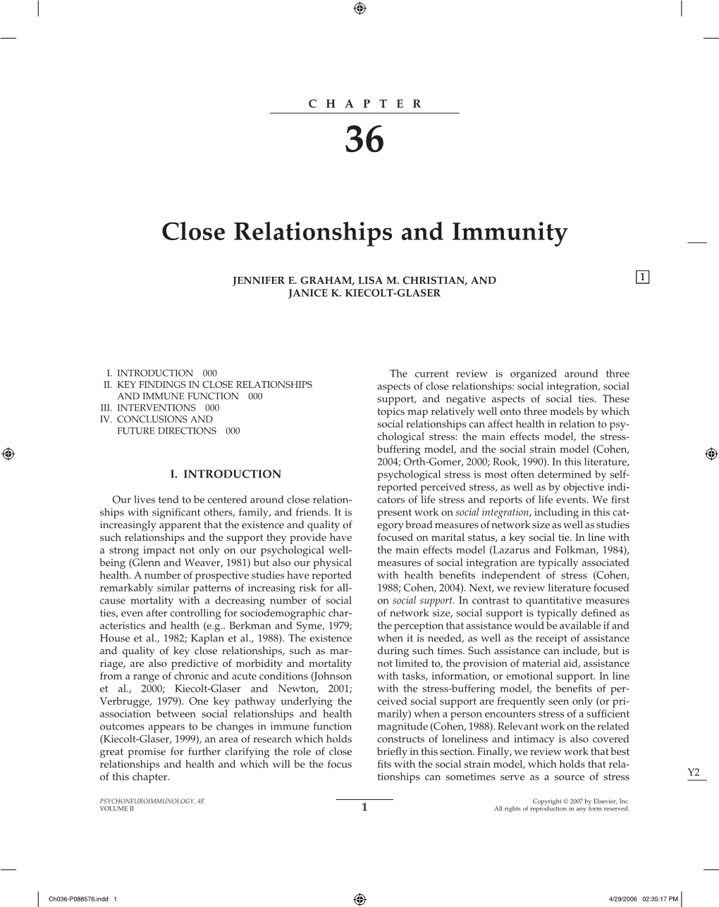 Close Relationships and Immunity