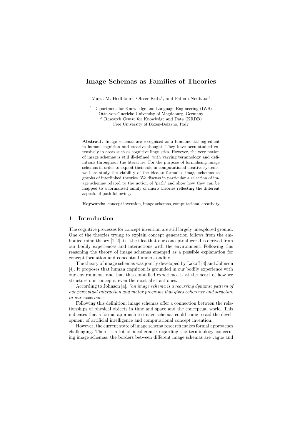 Image Schemas As Families of Theories