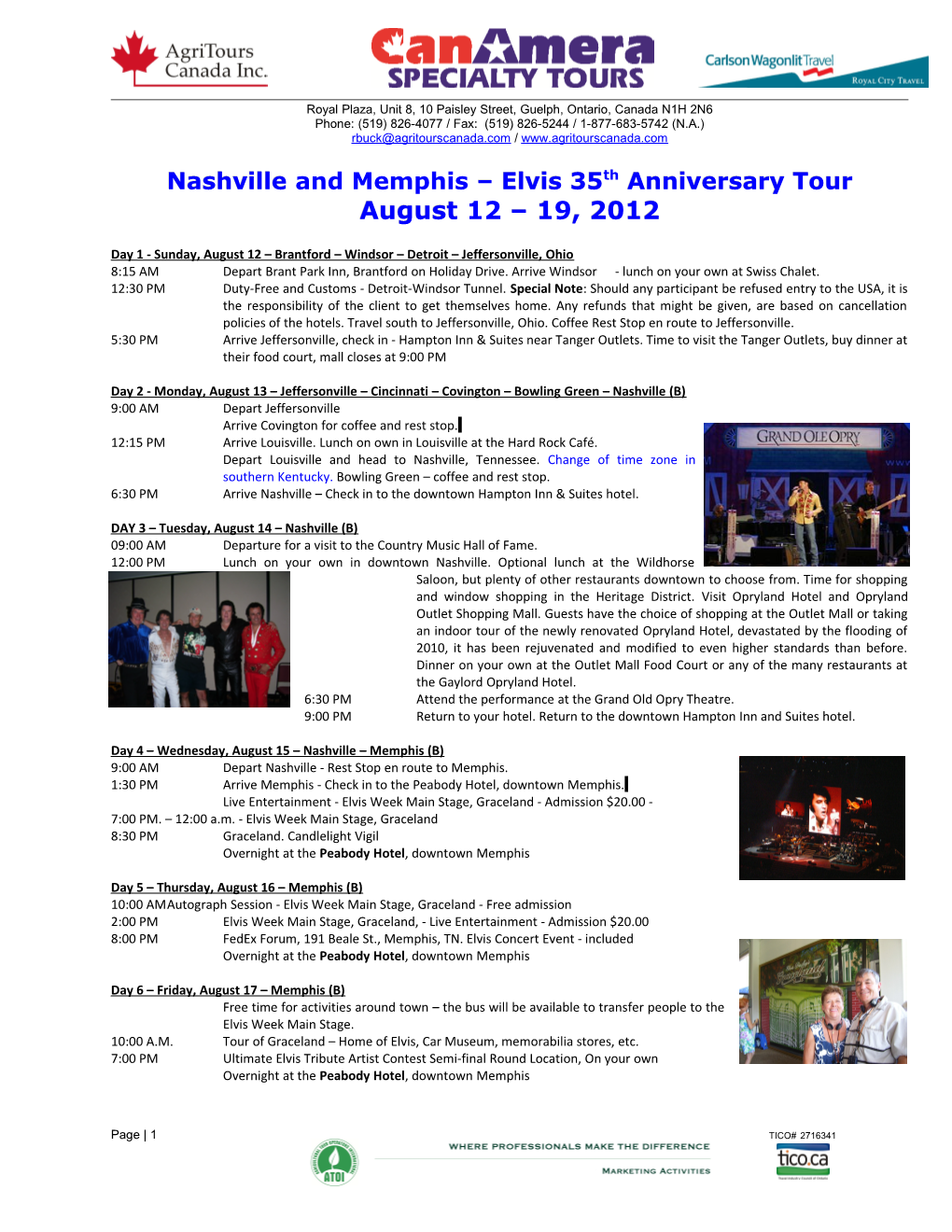 Nashville and Memphis Elvis 35Th Anniversary Tour