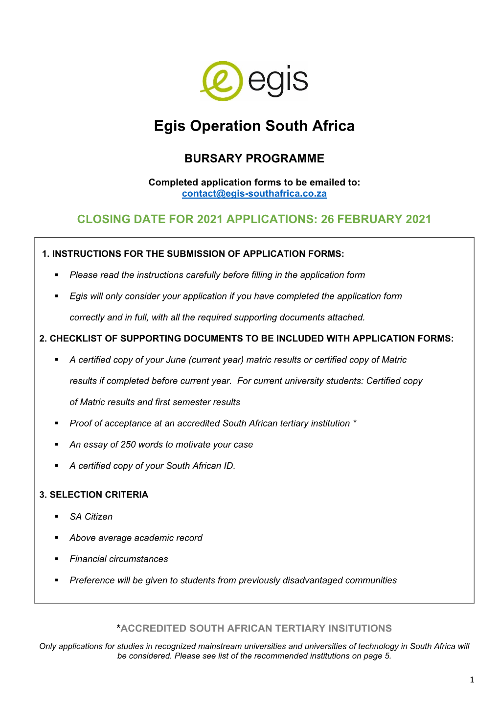 Egis Operation South Africa