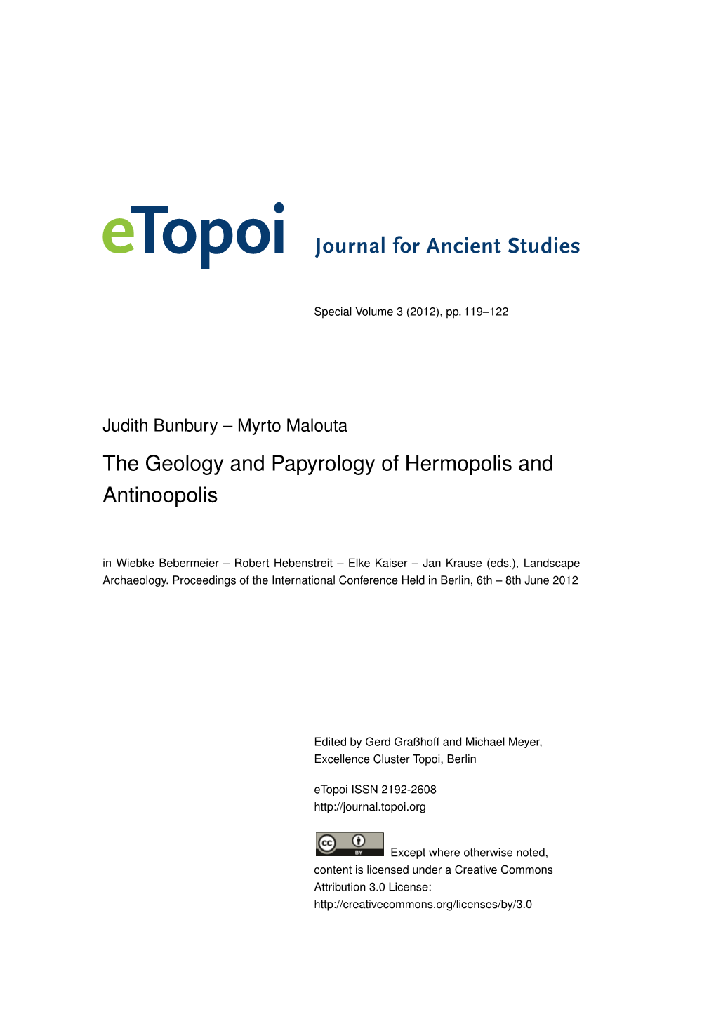 The Geology and Papyrology of Hermopolis and Antinoopolis