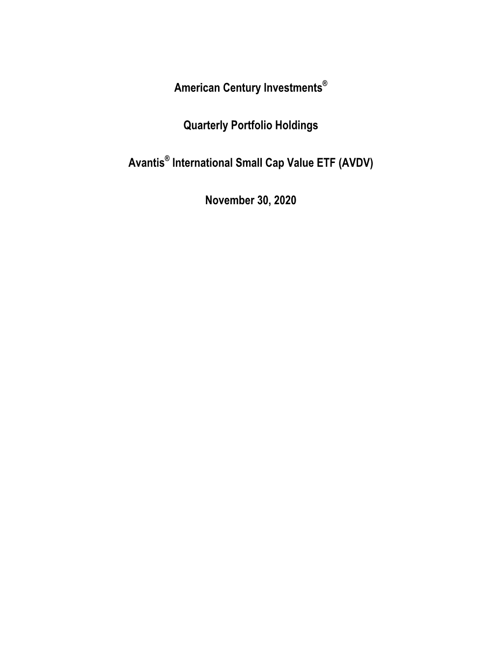 American Century Investments® Quarterly