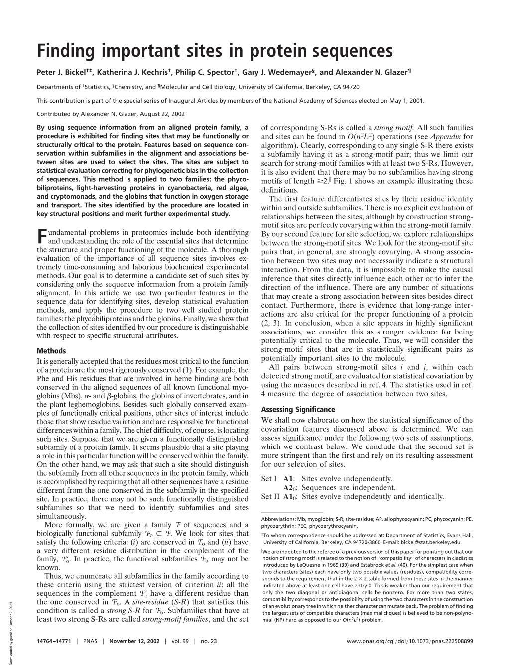 Finding Important Sites in Protein Sequences