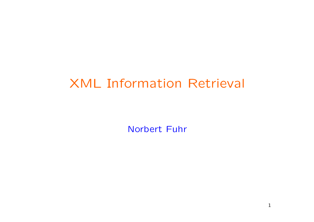 XML Retrieval