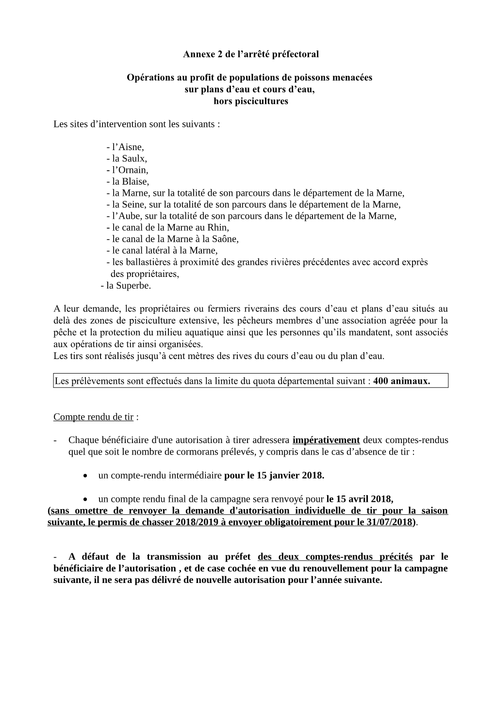 Annexe 2 De L'arrêté Préfectoral Opérations Au Profit De Populations