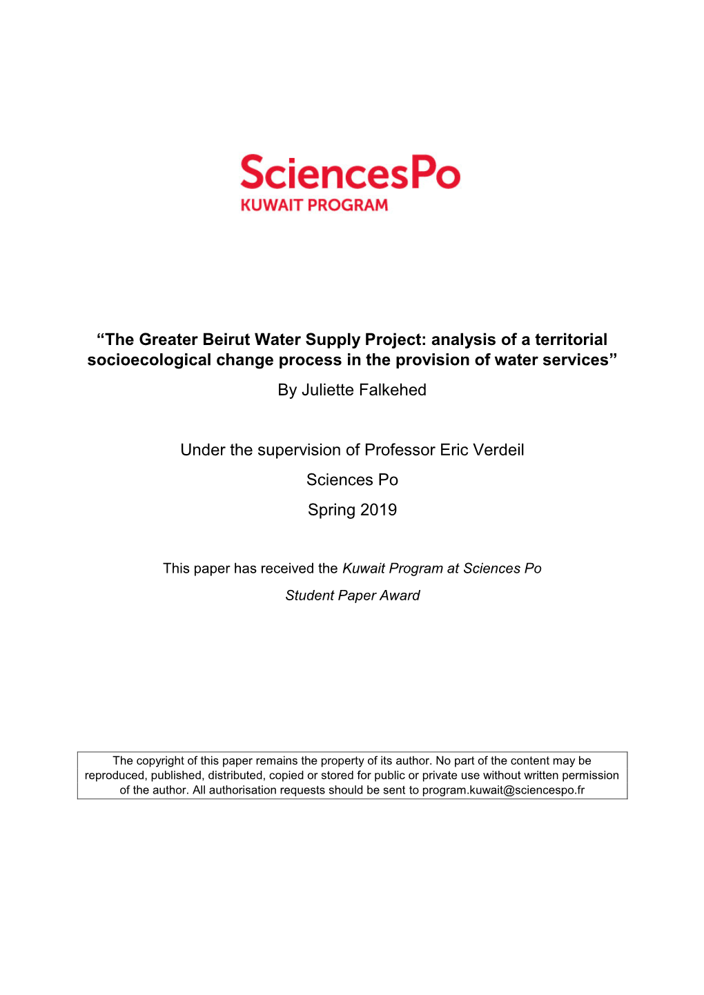 The GBWSP: Socioecological Change in Water Provision | Juliette Falkehed