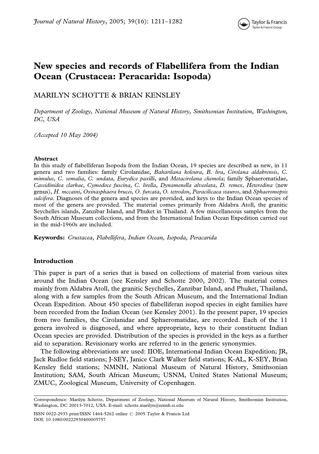 New Species and Records of Flabellifera from the Indian Ocean (Crustacea: Peracarida: Isopoda)