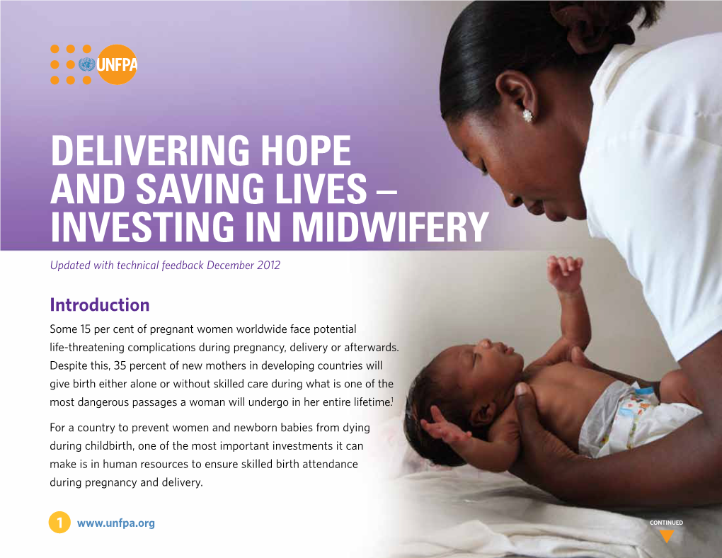 DELIVERING HOPE and SAVING LIVES – INVESTING in MIDWIFERY Updated with Technical Feedback December 2012