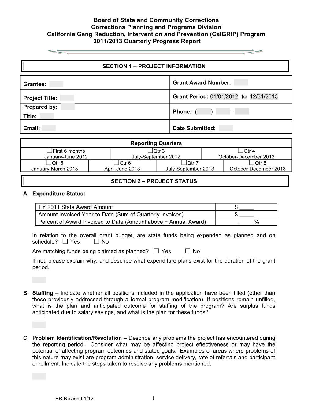 Title II Quarterly Progress Report Revised