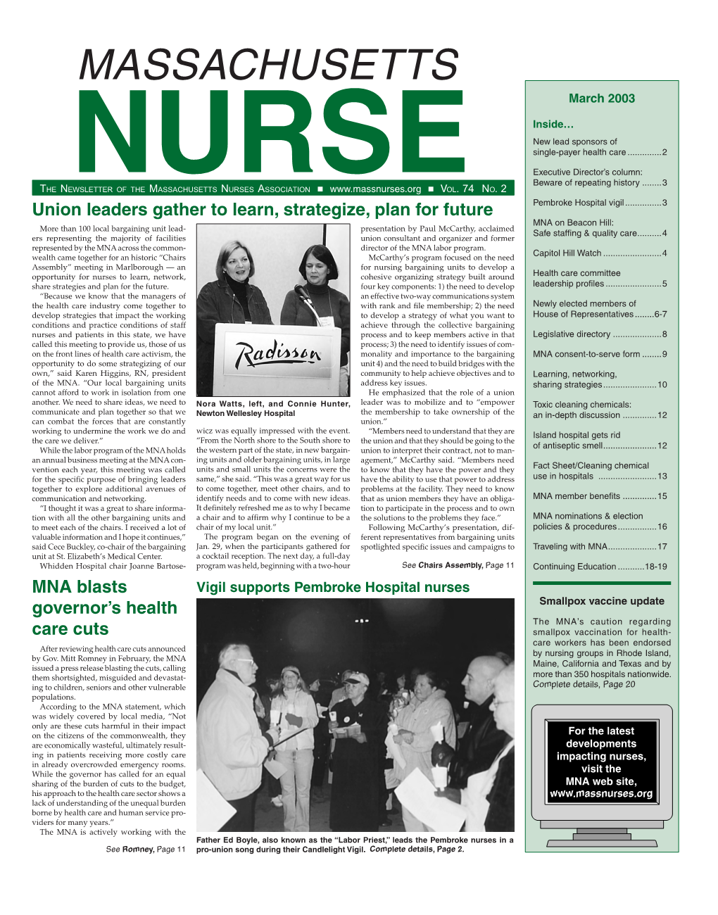 Massachusetts Nurse Newsletter :: March 2003