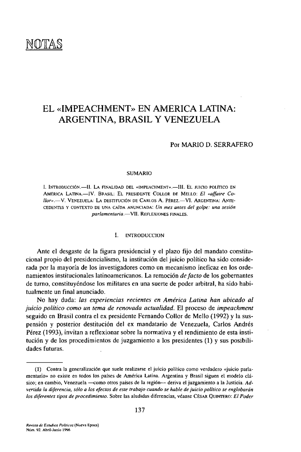 El Impeachment En América Latina: Argentina, Brasil Y Venezuela
