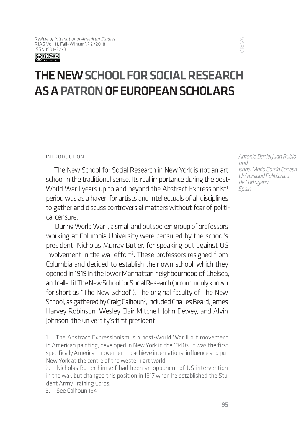 The New Schoolfor Social Research As A