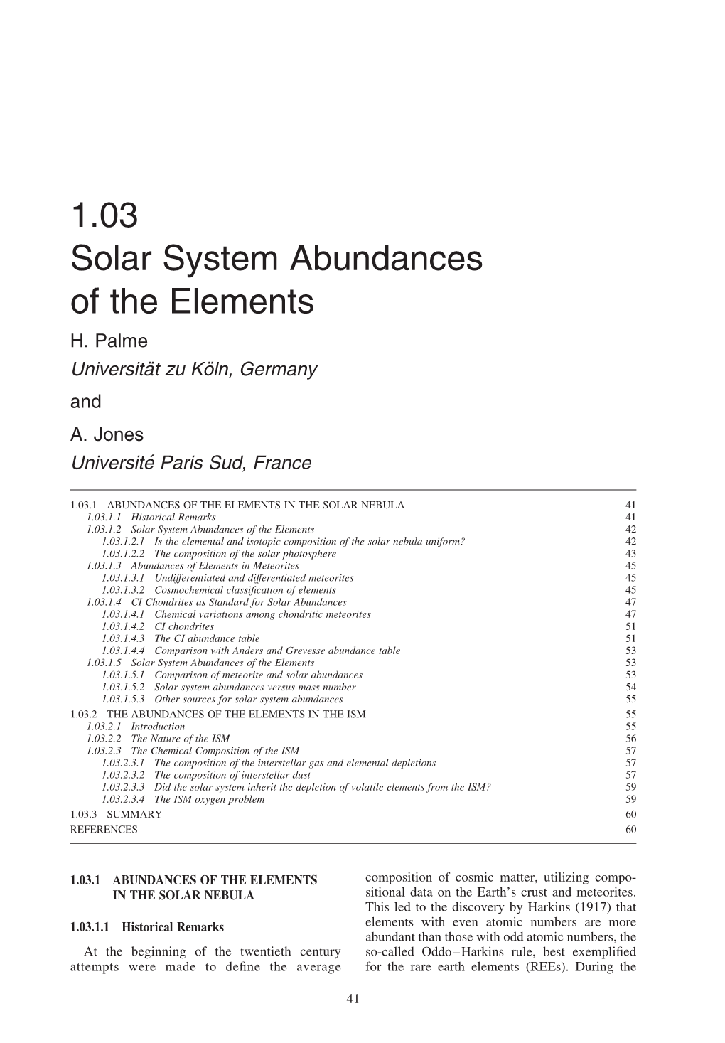 1.03 Solar System Abundances of the Elements