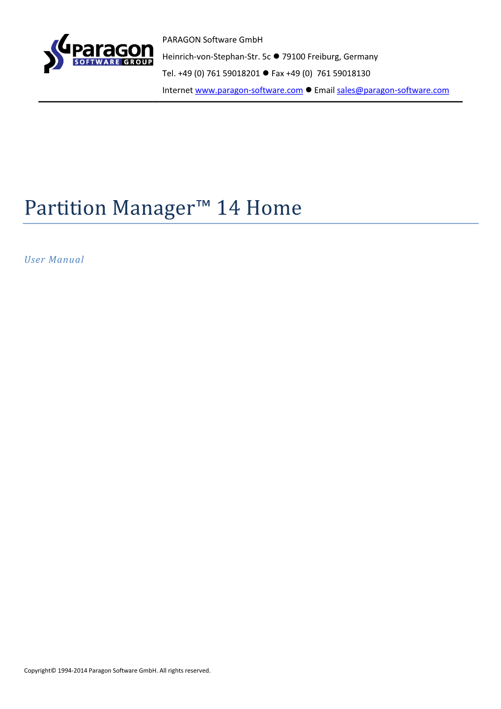 Partition Manager™ 14 Home