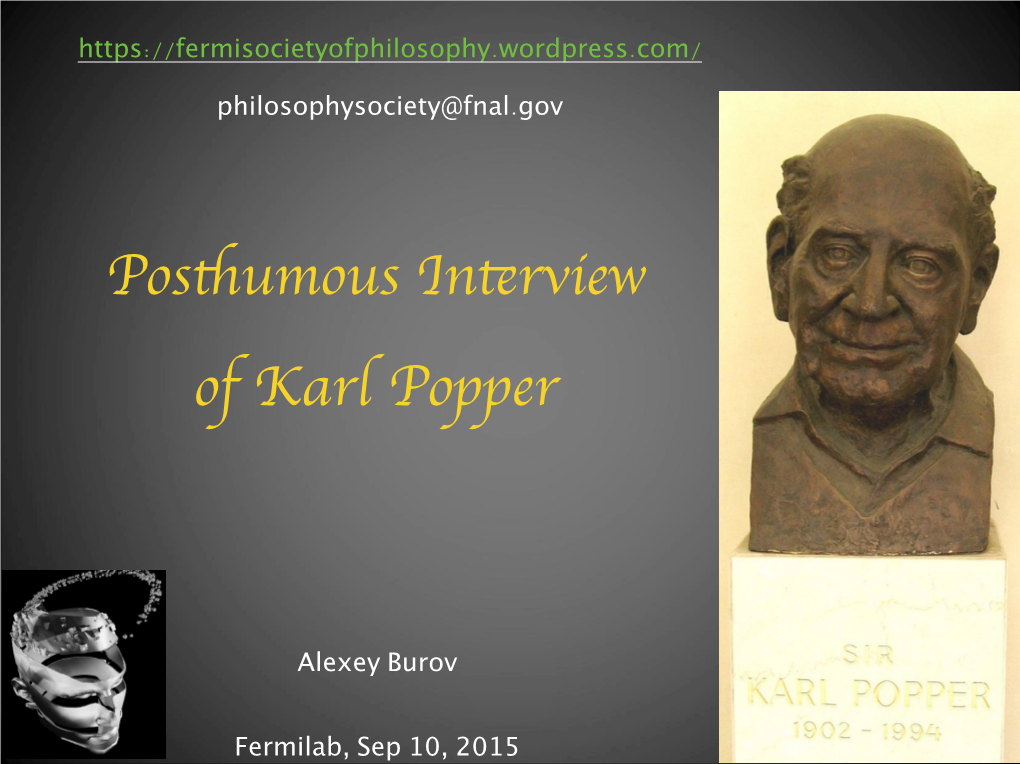 Posthumous Interview of Karl Popper