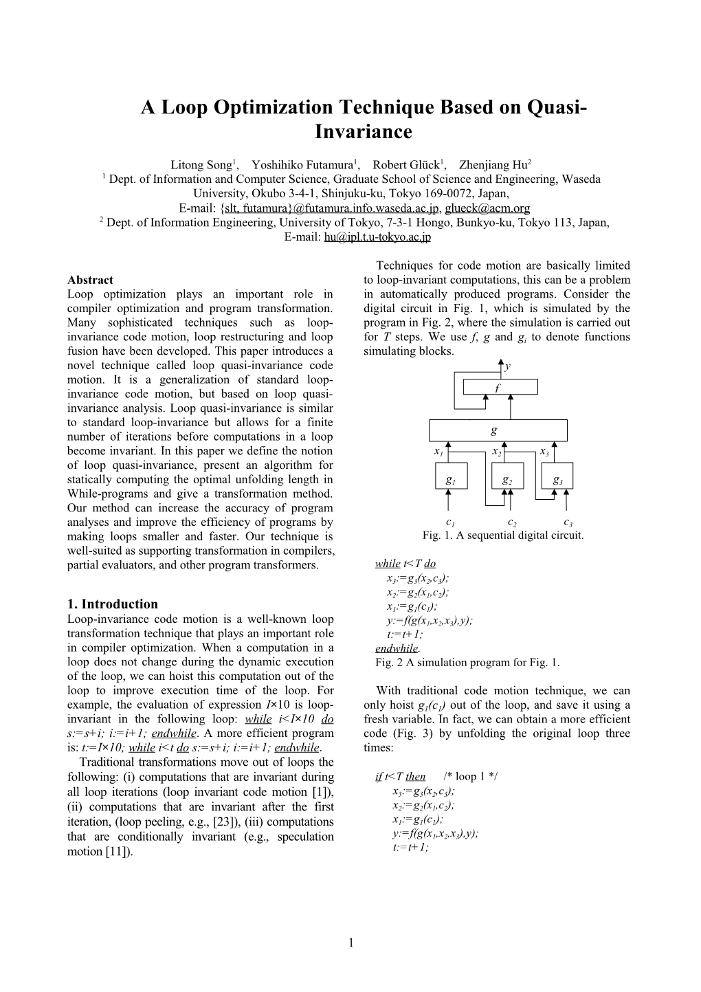 A Loop Optimization Technique Based on Quasi- Invariance