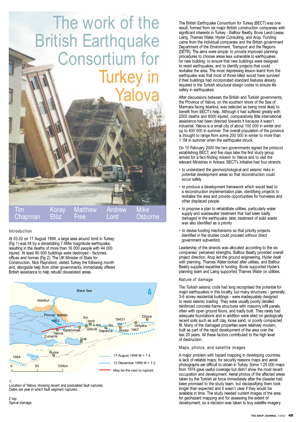 The Work of the British Earthquake Consortium for Turkey in Yalova