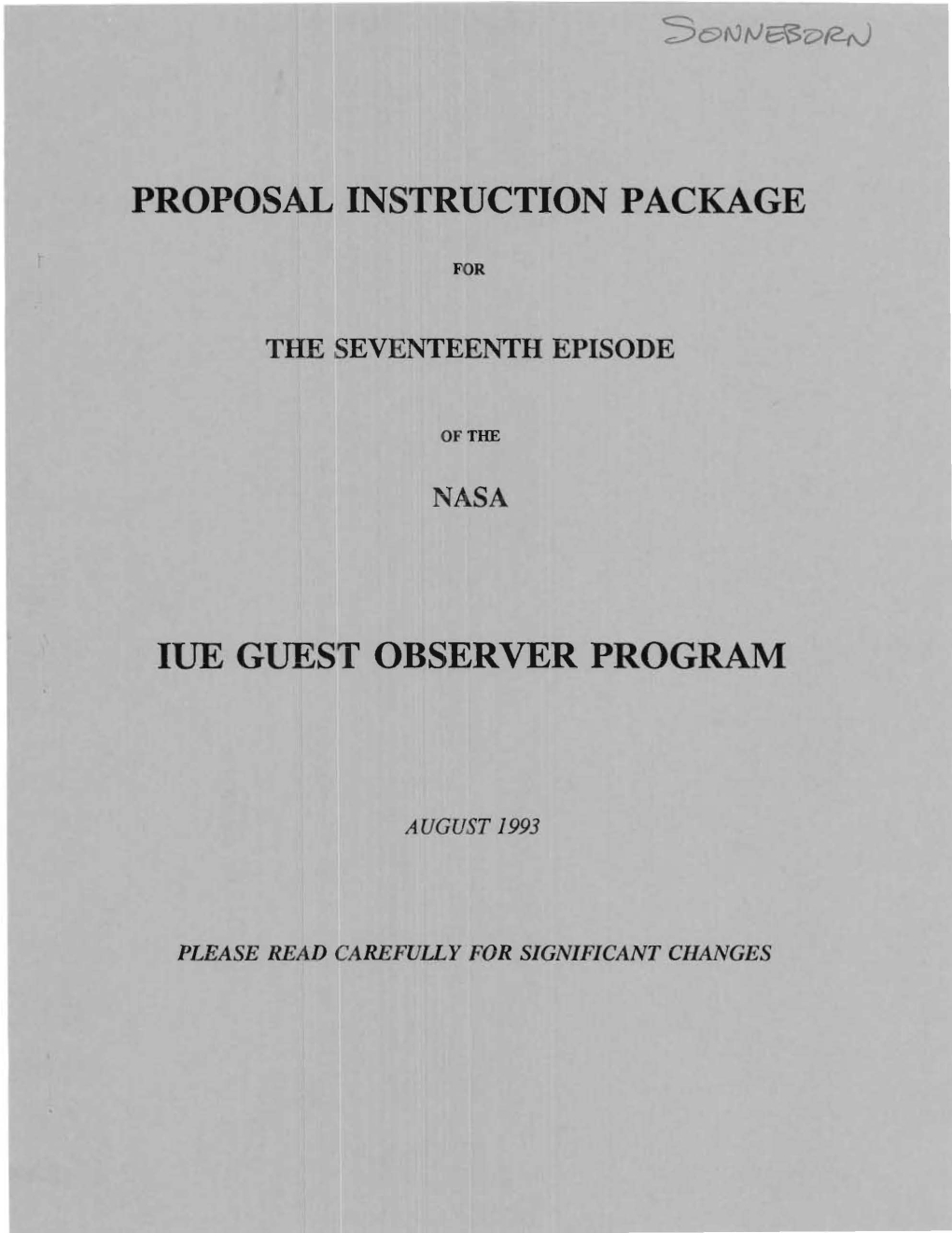 Proposal Instruction Package Ide Guest Observer