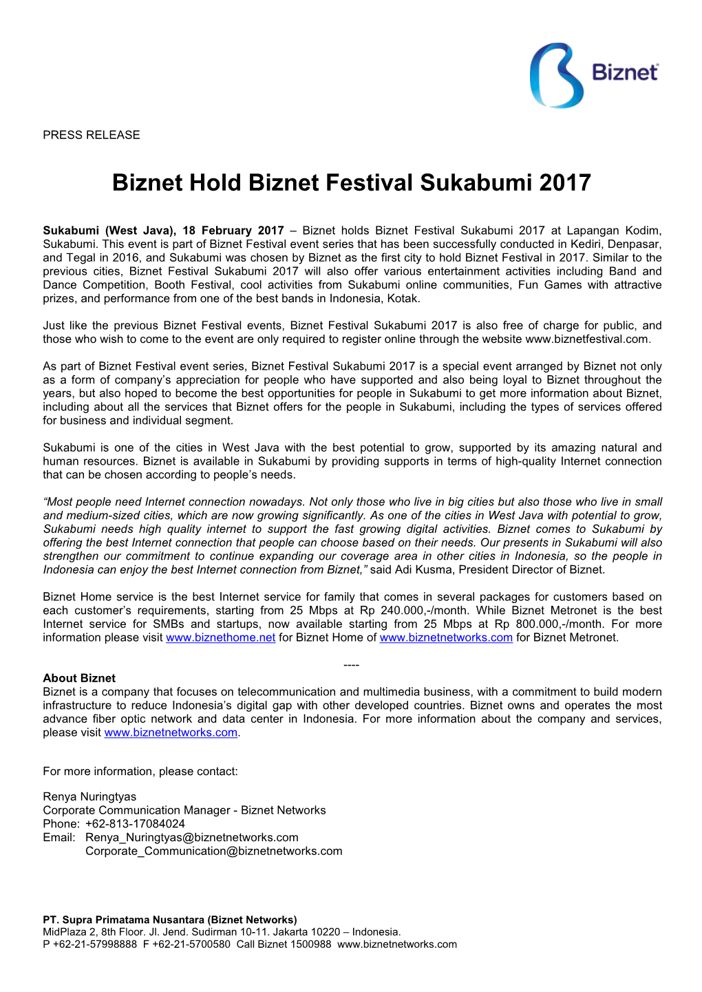 Biznet Hold Biznet Festival Sukabumi 2017