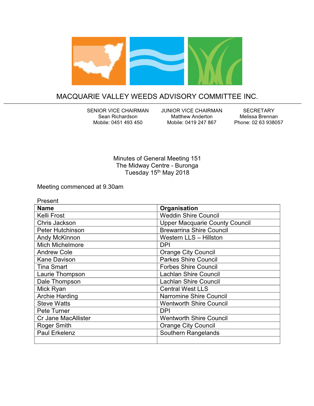 Macquarie Valley Weeds Advisory Committee Inc